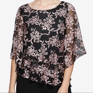 NWT: Alex evenings textured tiered chiffon blouse